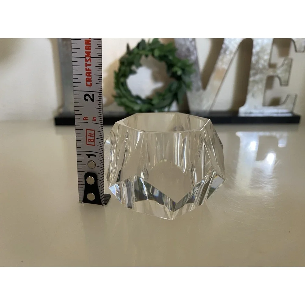 Vintage MCM Clear Lucite Acrylic Faceted Round Napkin Holder Rings Set of‎ 5 EUC
